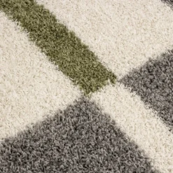 Gala Shaggy Tæppeløber Ternet - Grøn