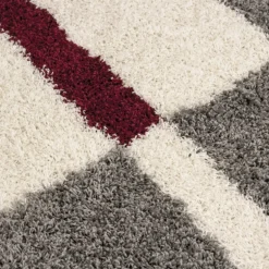 Gala Shaggy Tæppeløber Ternet - Rød