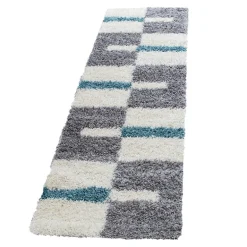 Gala Shaggy Tæppeløber Ternet - Turkis