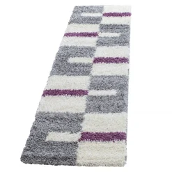 Gala Shaggy Tæppeløber Ternet - Lilla