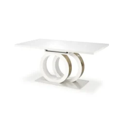 GALARDO Spisebord med udtræk, Hvid / guld