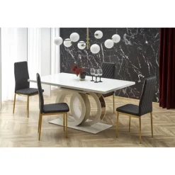 GALARDO Spisebord med udtræk, Hvid / guld