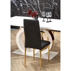 GALARDO Spisebord med udtræk, Hvid / guld