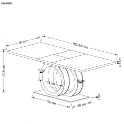 GALARDO Spisebord med udtræk, Hvid / guld