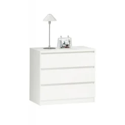 Garda kommode bred/3 skuffer - Hvid Højglans