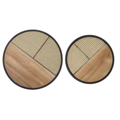 GARMINA sæt af to sofaborde, guldegetræ / Sort