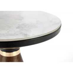 GENESIS_S sofabord Ø53cm - Hvid marmor / Valnød