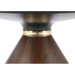 GENESIS sofabord Ø70 - Hvid marmor / Valnød