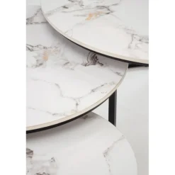 GILDA sæt med tre sofaborde, Hvid marmor / Sort