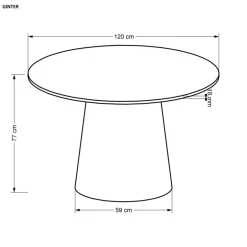 GINTER Rundt Bord, Sort