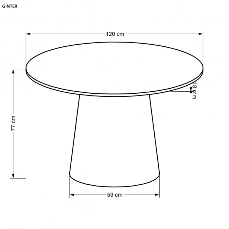 GINTER Rundt Bord, Sort