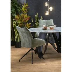 GIOVANI Rundt Bord, Grøn Marmor / Sort