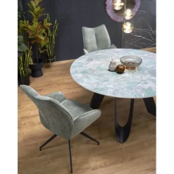 GIOVANI Rundt Bord, Grøn Marmor / Sort