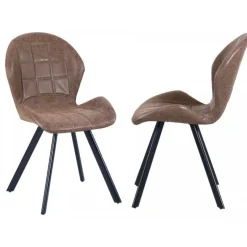 Giovani spisebordsstol - Brun tekstillæder