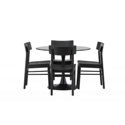 Glade bord og Montros stole spisebordssæt