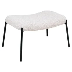 Glasgow Fodskammel - Fodskammel i hvid kunstig lammeskind med sorte ben