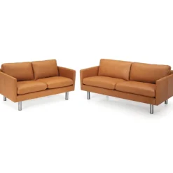 Glostrup 2+3 pers lædersofasæt Cognac