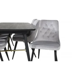 Gold t Spisebordssæt - Sort, Messing og Lysegrå