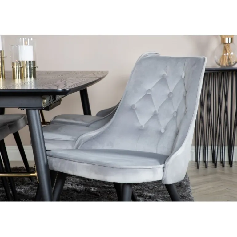 Gold t Spisebordssæt - Sort, Messing og Lysegrå