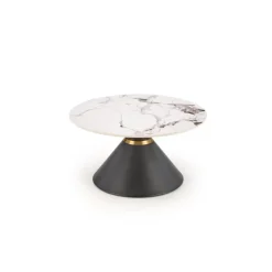 GORETTI sofabord Ø80cm Hvid marmor / Sort