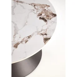 GORETTI sofabord Ø80cm Hvid marmor / Sort