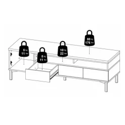 Gotland tv-bord - Sort/Valnød