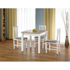 GRACJAN Spisebord med udtræk - Sonoma eg og Hvid 80-160cm