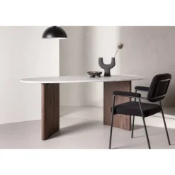 Gronvik Ovalt spisebord 180 x 90cm - Lysegrå og Mocca