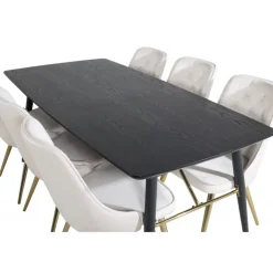 Guld Spisebordssæt - Beige, Sort og Natur