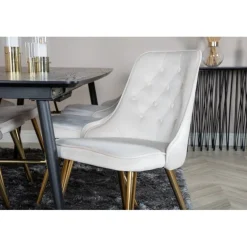 Guld Spisebordssæt - Beige, Sort og Natur