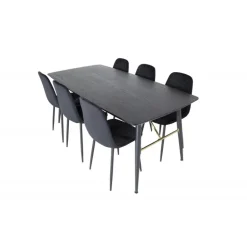 Guld Spisebordssæt - Sort