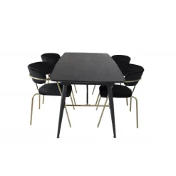 Guld Spisebordssæt - Sort og Messing