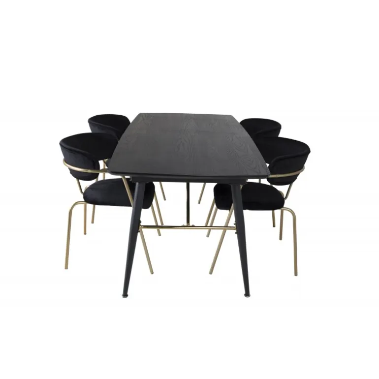 Guld Spisebordssæt - Sort og Messing