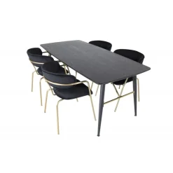 Guld Spisebordssæt - Sort og Messing