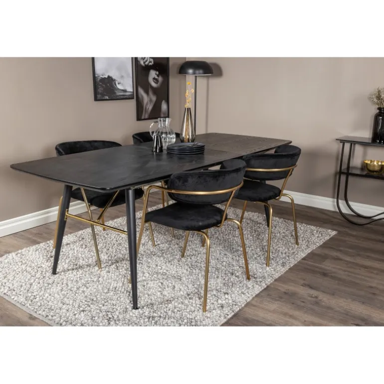 Guld Spisebordssæt - Sort og Messing