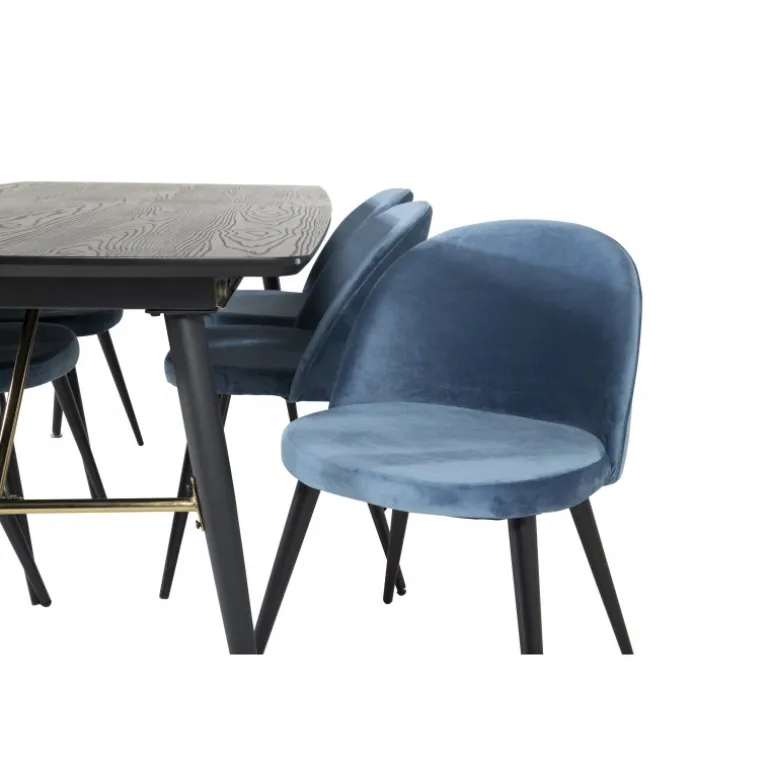 Guld Spisebordssæt - Sort og Blå