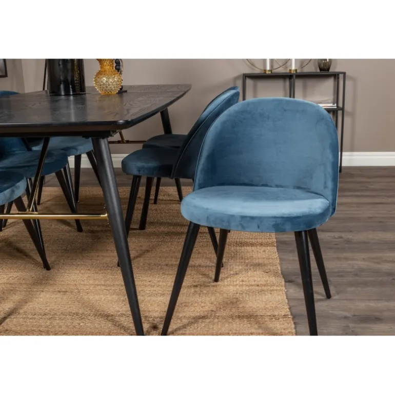 Guld Spisebordssæt - Sort og Blå