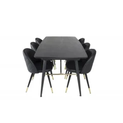 Guld Spisebordssæt - Sort og Messing