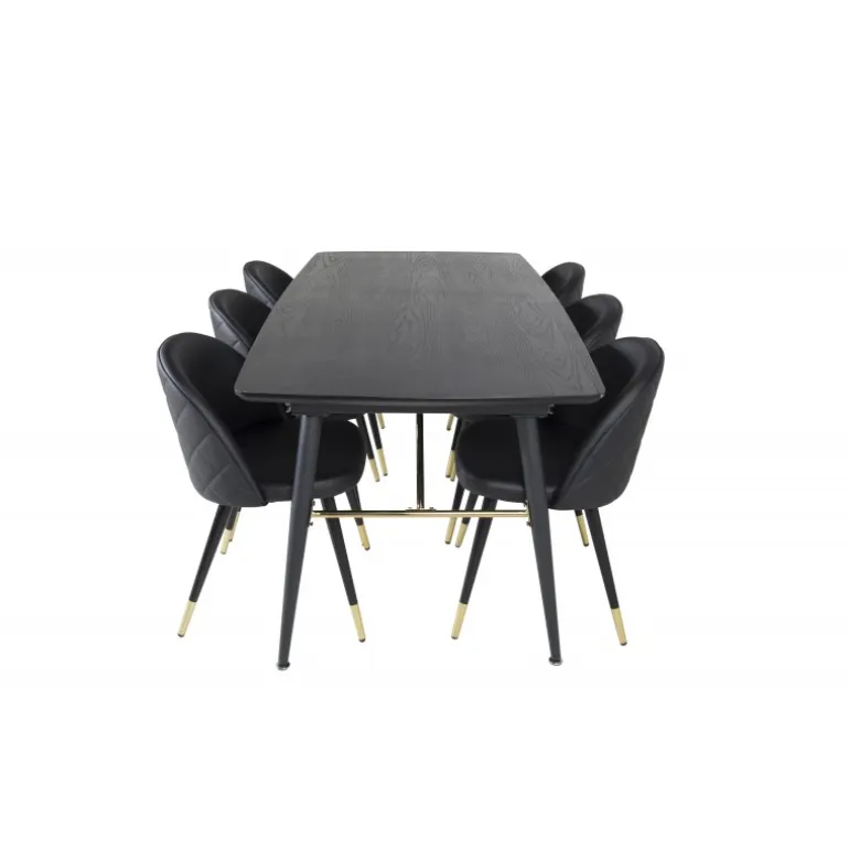 Guld Spisebordssæt - Sort og Messing
