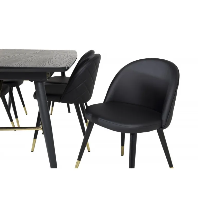 Guld Spisebordssæt - Sort og Messing