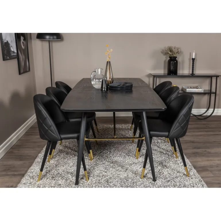 Guld Spisebordssæt - Sort og Messing