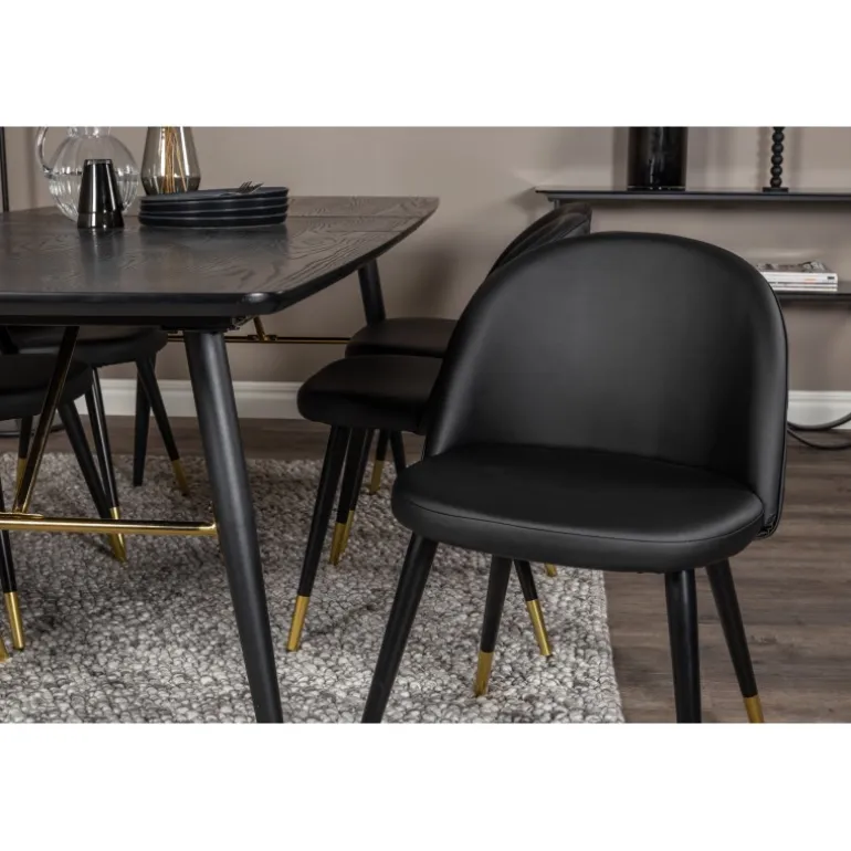 Guld Spisebordssæt - Sort og Messing