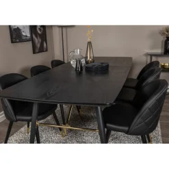 Guld Spisebordssæt - Sort og Messing