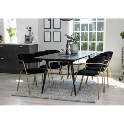 Guld Spisebordsæt - Sort og Messing