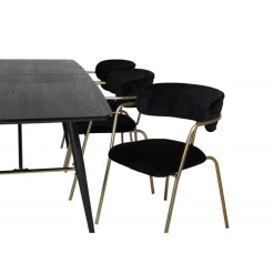 Guld Spisebordsæt - Sort og Messing