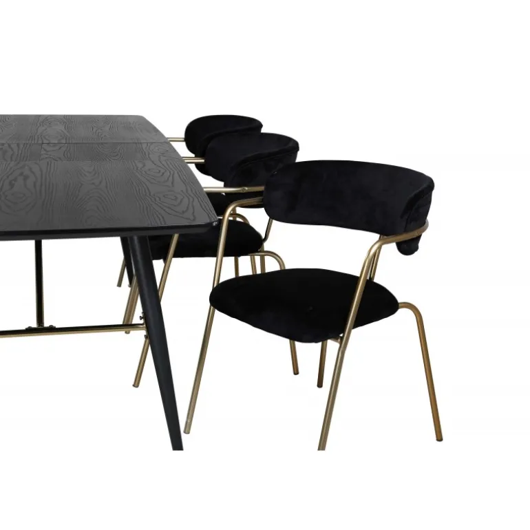 Guld Spisebordsæt - Sort og Messing