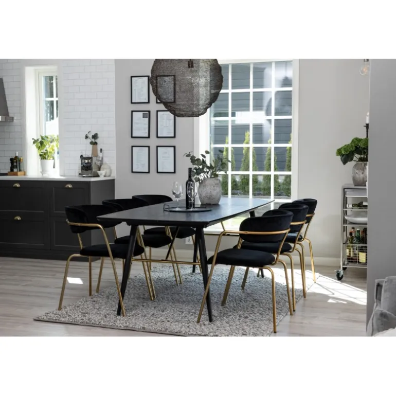 Guld Spisebordsæt - Sort og Messing