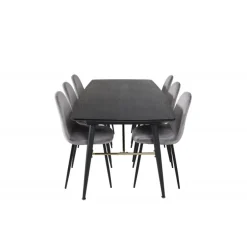 Guld Spisestue Sæt - Sort, Messing og Lysegrå