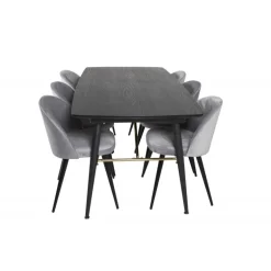 Guld Spisestuesæt - Sort, Messing og Lysegrå