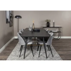 Guld Spisestuesæt - Sort, Messing og Lysegrå